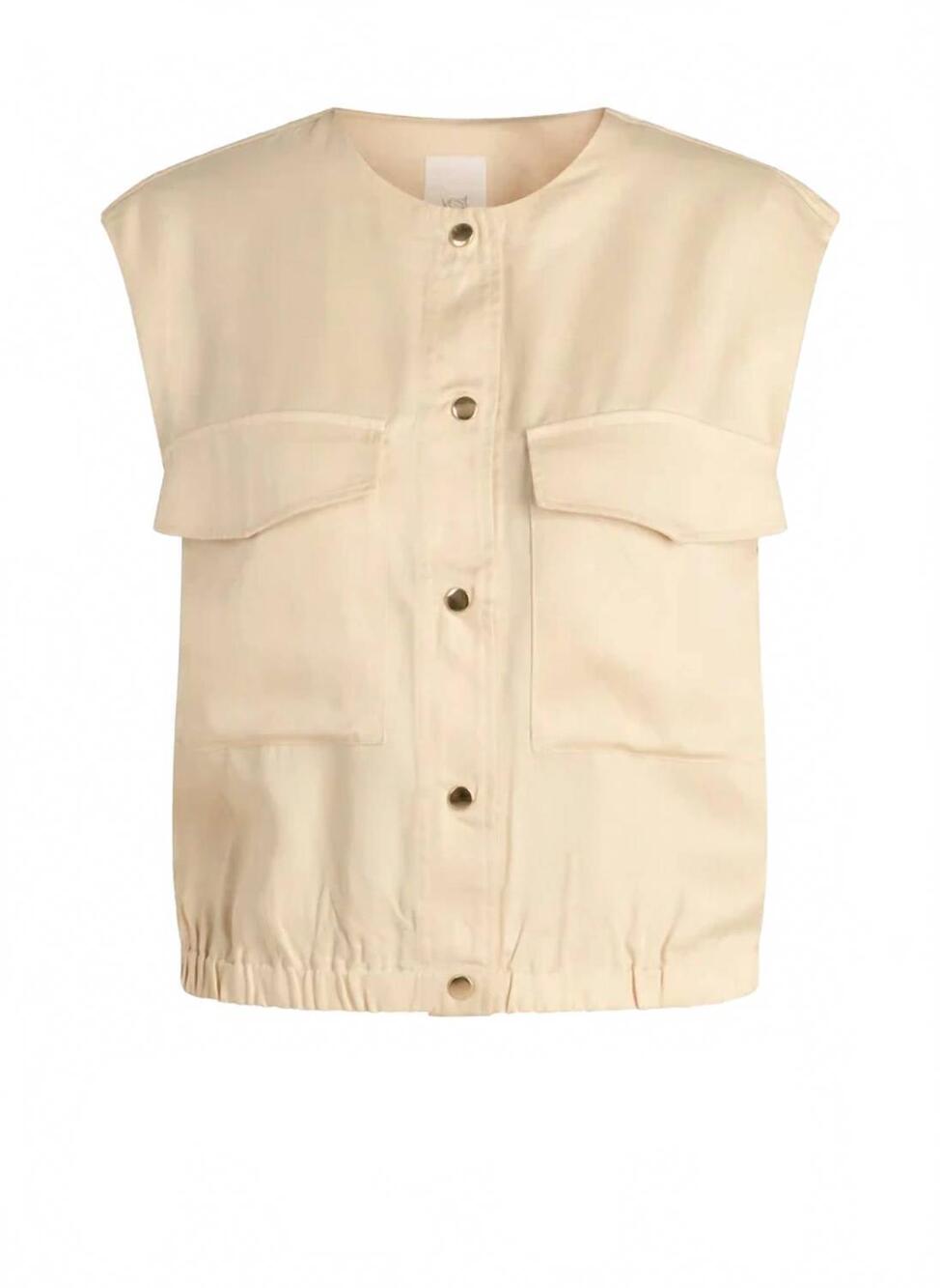 NEW YEST women's monika short sleeved button up top in cream